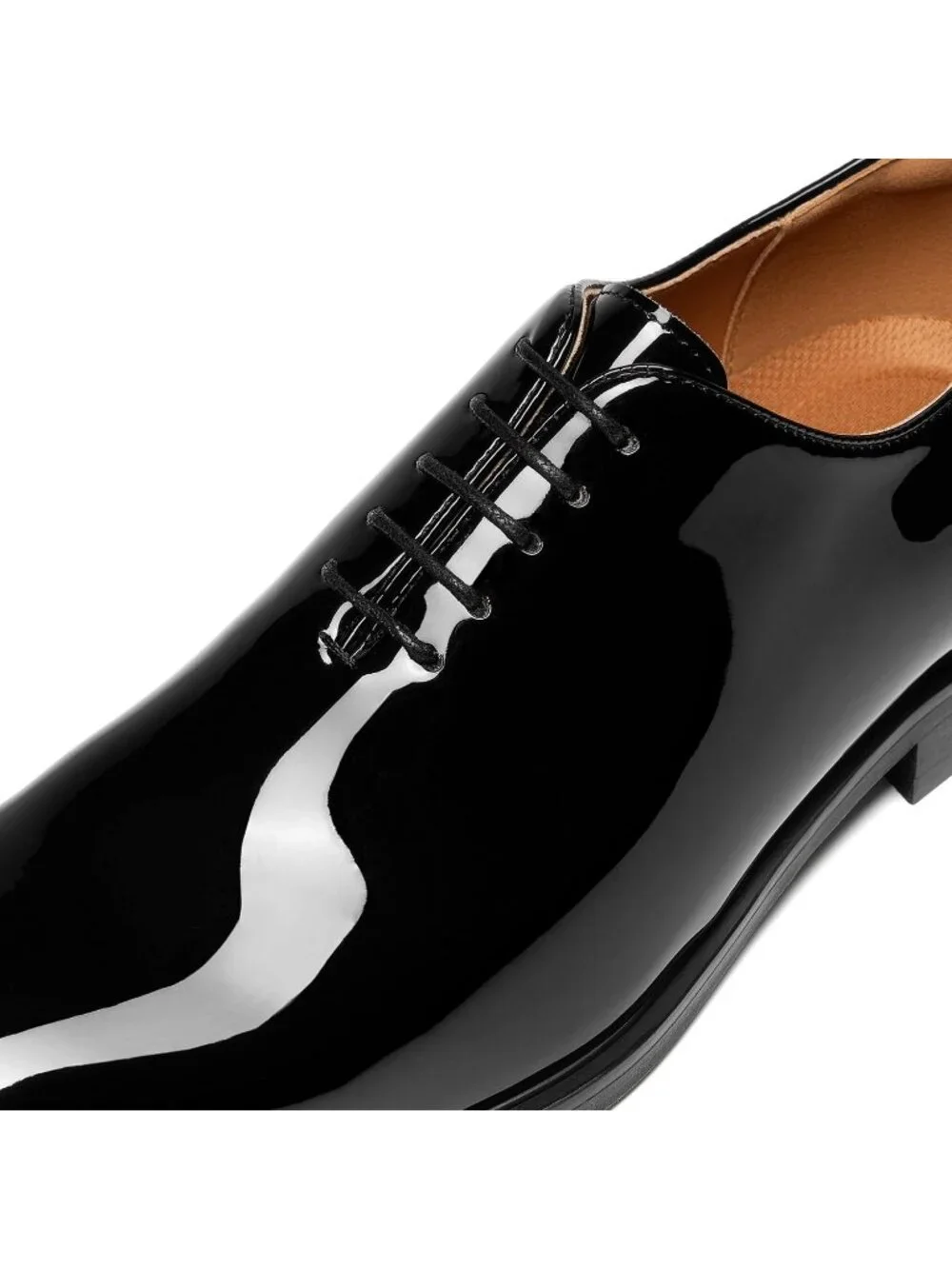 Men's Black Patent Faux Leather Lace Up Classic Comfort Oxford Formal Dress Shoe
